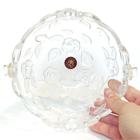 Original Waltherglas Made Germany Glass Rose Decorative Bowl Dish Frosted Floral - Picture 7 of 15